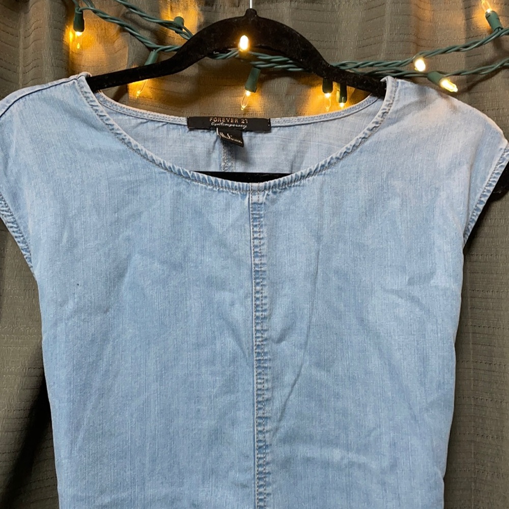 Forever 21 Contemporary Light Blue Jean Dress